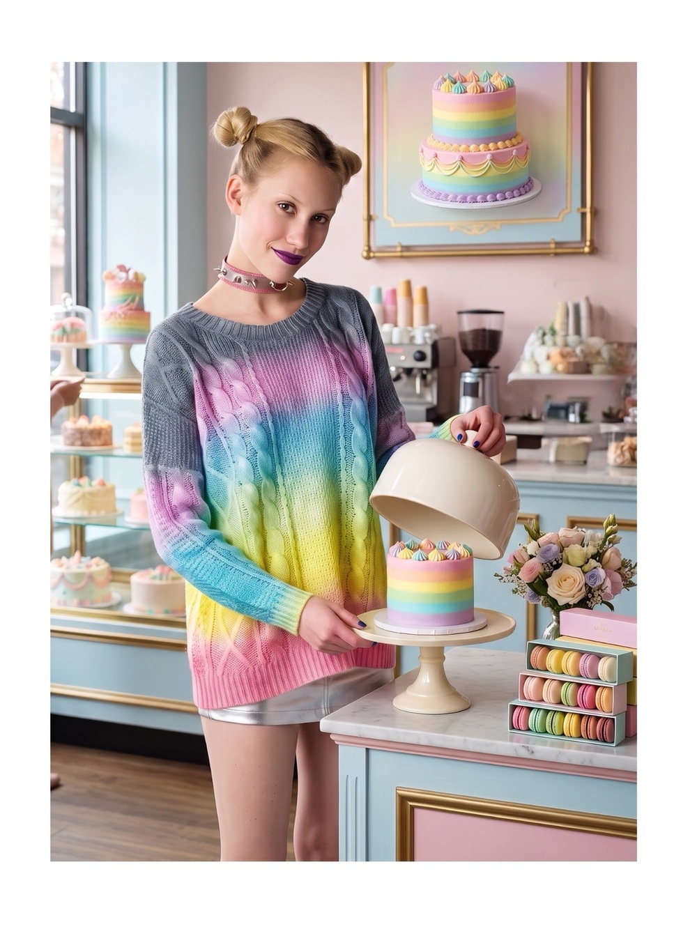 Rare Y2K Find: UNIF 𖣴 Cake Sweater 𖣴 Rainbow 𖣴 Large 𖣴 Cult Classic Dolls Kill